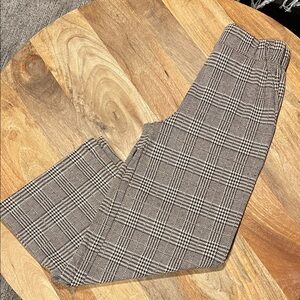 Cropped Plaid Patterned Pants